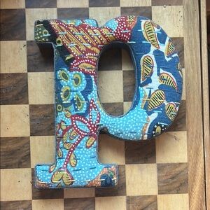 Colorful Fabric-Covered Letter 'P' Decor